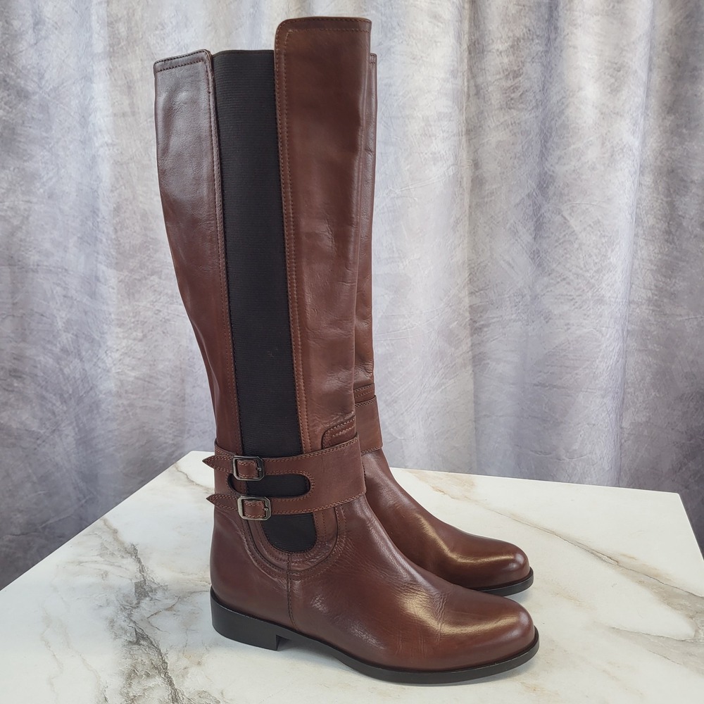 SESTO MEUCCI Tall Stretch Boots Women's Size 6.5 Brown